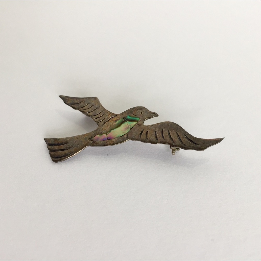 Bird shaped Sterling Silver Brooch Pin Jewelry